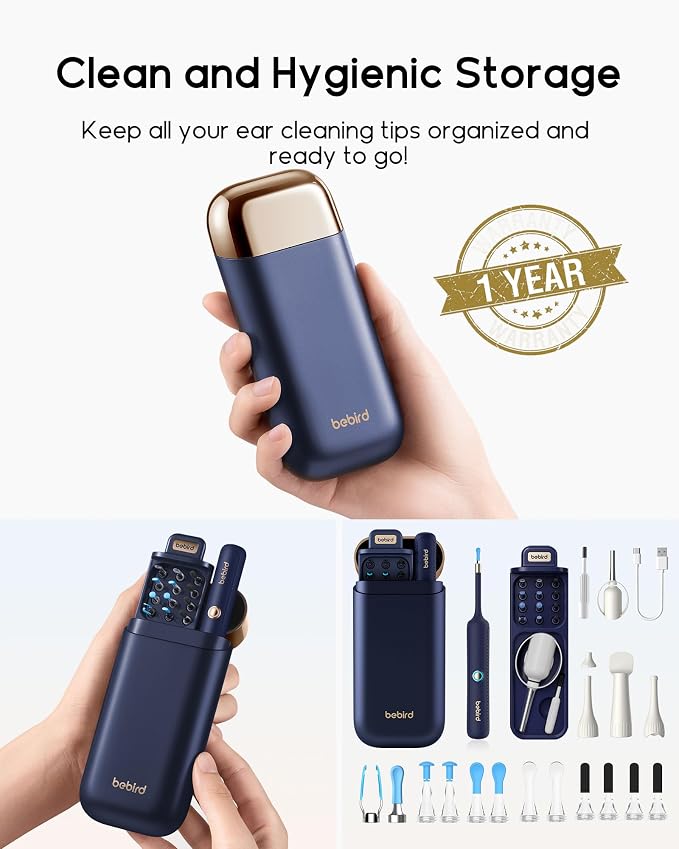 Bebird Earsight Plus R37R Ear Wax Removal Tool Camera, FSA HSA Eligible Items, Smart Ear Cleaner with Painless Visual Tweezers, Flexible Ear Camera Otoscope, Home ENT Cleaning Kit for Family,Blue