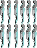 RECUTMS Wine Opener Pack 12 Pack Corkscrews for Wine Bottles Heavy Duty Stainless Steel with Foil Cutter Small Stainless Steel Gift for Home Wedding Party Bartenders Servers Waiter（cyan-blue）