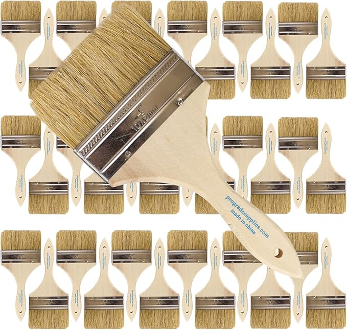 Pro Grade - Chip Paint Brushes - 36 Ea 4 Inch Chip Paint Brush Light Brown