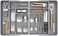 Lifewit Silverware Drawer Organizer, Expandable BPA Free Plastic Utensil Tray for Kitchen, Adjustable Flatware Cutlery Holder for Spoons Forks Knives, 21.3- 36 x 16.9", Gray