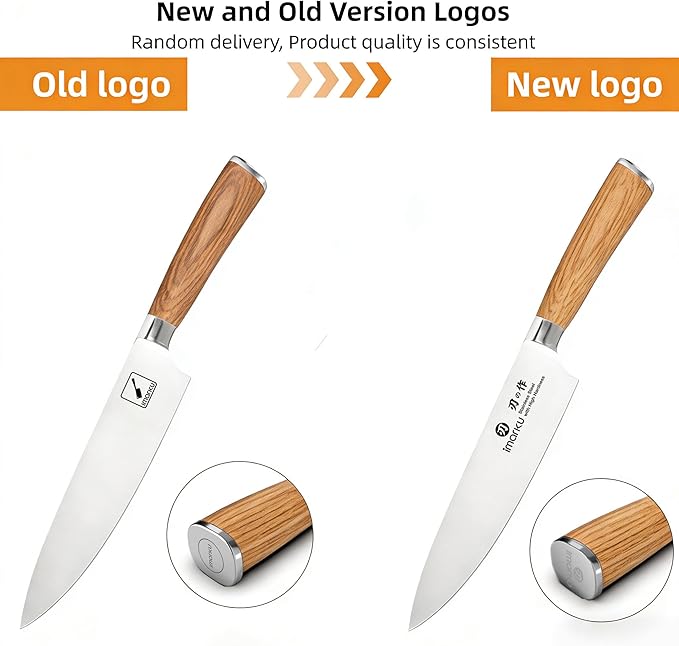 imarku 8 Inch Japanese SUS440A High Carbon Gyutou Chef Knife, Golden Handle | Stainless steel knife for kitchen, daily cooking prep, ultra sharp edge, balanced grip, birthday gift for chefs