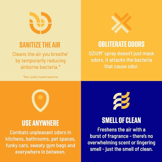 Ozium Air Sanitizer Spray - Room Odor Eliminator for Home, Car, and Office - Citrus - 8 oz Can - 1 Pack