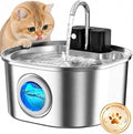 Voluas Stainless Steel Cat Water Fountain, Wireless, 108oz/3.2L, 1 Filter | Cordless Design, Ultra-Quiet Pump, Easy to Clean, BPA-Free