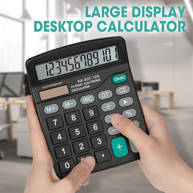 24 Pack Calculator Bulk, 12 Digits Calculators Desktop with Large LCD Display and Sensitive Butto, Solar and Battery Dual Power, Desk Calculator for School, Office, Home