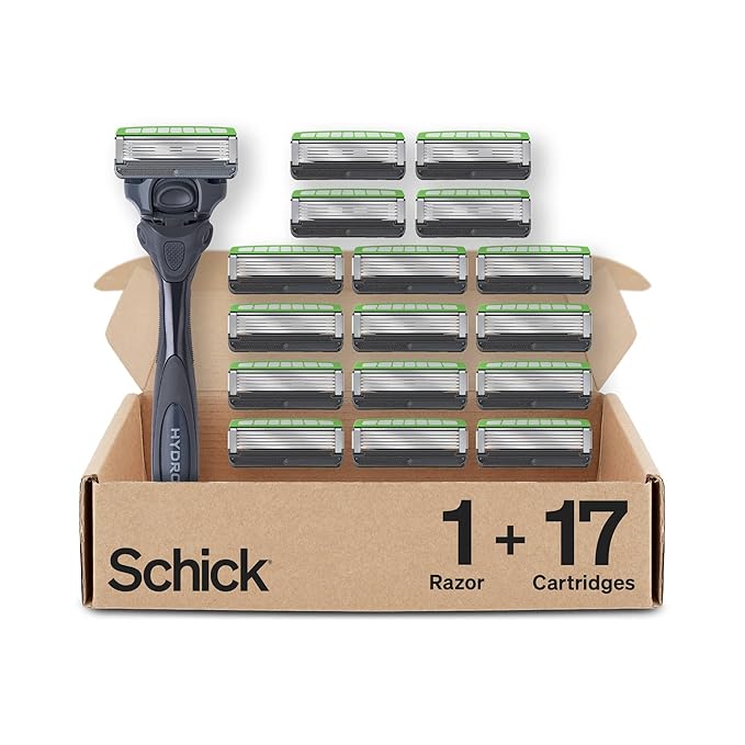 Schick Hydro Sensitive 5-Blade Razors for Men, 1 Handle & 17 Refills