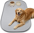 SMILOOL Waterproof Silicone Pet Food Mat with Raised Edge for Dog & Cat | 36" x 24" Non-Slip Large Pet Feeding Mats with Lip for Food & Water Bowl, Food Grade, Easy Cleaning, Light Gray