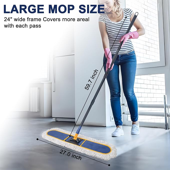 4 PCS Outdoor/Indoor Broom and 24" Commercial Dust Mop