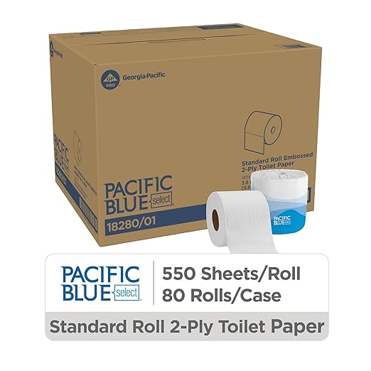 Pacific Blue Select Standard Roll 2-Ply Embossed Toilet Paper by GP PRO (Georgia-Pacific), 18280/01, 550 Sheet Per Roll, 80 Rolls Per Case