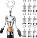 Hushee 10 Pcs Wing Corkscrew Opener, Zinc Alloy Heavy Duty Multifunctional Wine Bottle Opener for Restaurant, Bar, Waiters, Ideal for Wedding Shower Party Favors Gifts (Silicone,Silver)