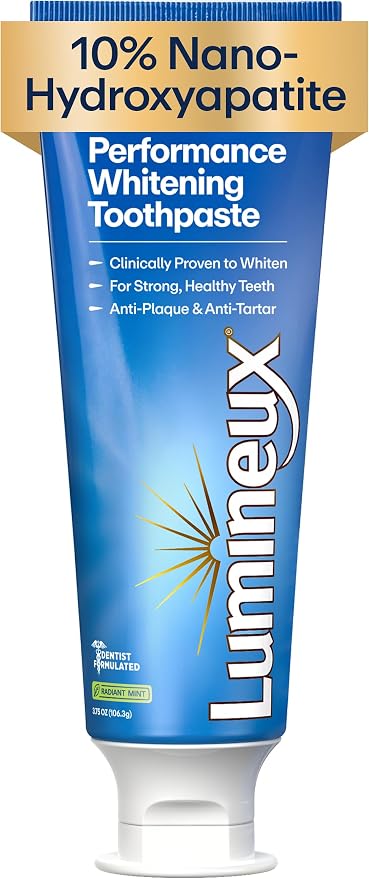 Lumineux 10% Nano Hydroxyapatite Whitening Toothpaste, 3.75 oz | Fluoride free gentle formula, clinically supported NASA-developed nHA that remineralizes for strong enamel & bright teeth
