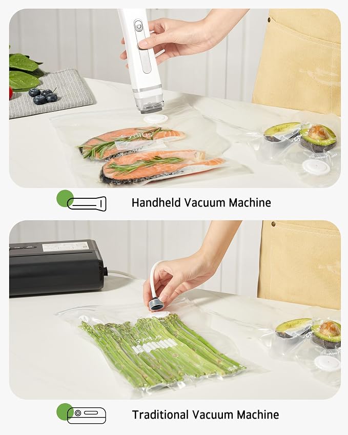Syntus 60 Pcs Reusable Vacuum Sealer Bags for Food, S+M+L | 8x10+10x13.8+11.8x13.8, Upgraded Air Valve, Microwave Freezer Sous Vide, Food Storage, Leak-Proof, for Compact Vacuum Sealer