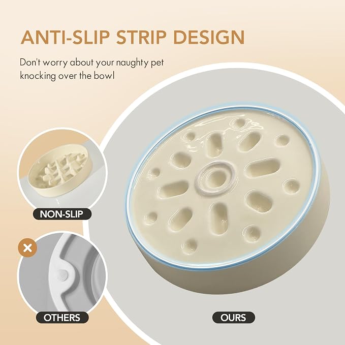 Havniva Elevated Slow Feeder Dog Bowls, Ceramic Dog Bowl Slow Feeder Set | 1.6 Cups Raised Slow Feeder Dog Bowl for Medium Breed, 7.3” Dog Water Bowl with Wooden Stand, Puzzle Dog Food Bowl, Non-slip