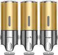 EXIN DECHEN Shampoo and Conditioner Dispenser(Triple x 16.9 oz,Golden) | Easy Installation,Wall-Mounted,Bottle Separable,Large Capacity,Shower Shampoo Conditioner Body Wash Dispenser for Bathroom