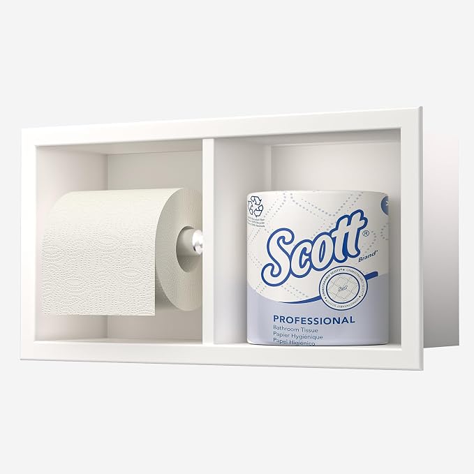 Neodrain Dual Roll Recessed Toilet Paper Holder - 304 Stainless Steel, Hidden in-Wall Design, Simple Loading and Unloading, Space-Saving for Modern Bathrooms（White