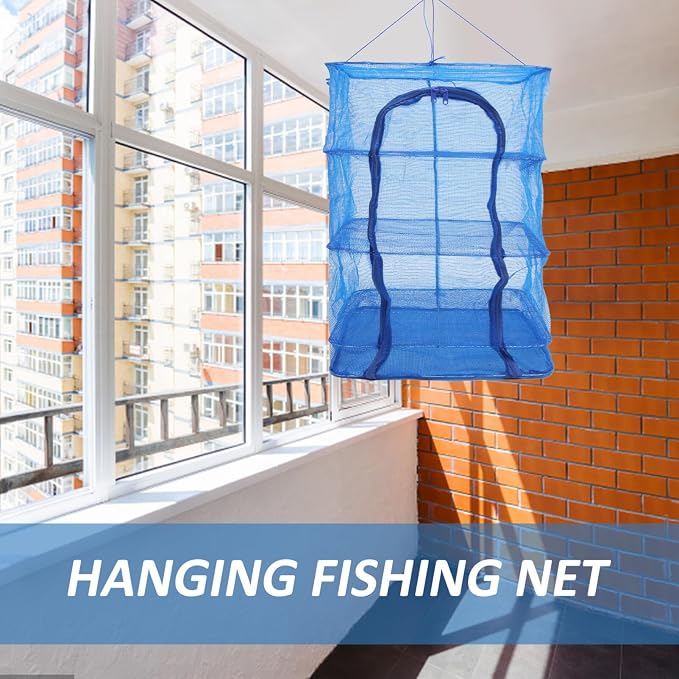 Gatuida Foldable Drying Rack Over The Door Shrimp Net Fish Trap Net Nylon Mesh