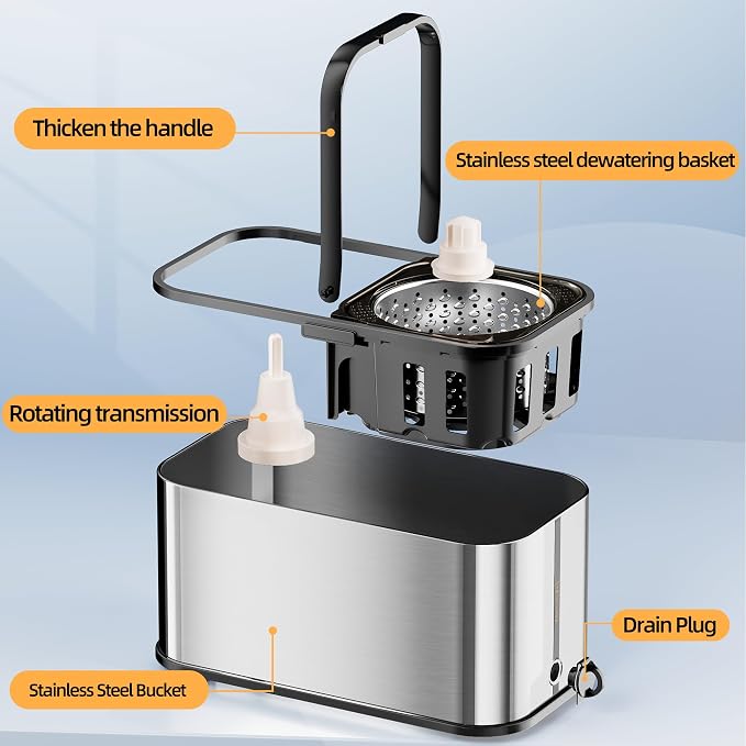 Spin Mop and Bucket with Wringer Set for Home,360° Mop and Bucket with Separate Clean and Dirty Water,Wet Dust Mop for Floor Cleaning with Extra Refills (Square Silver)