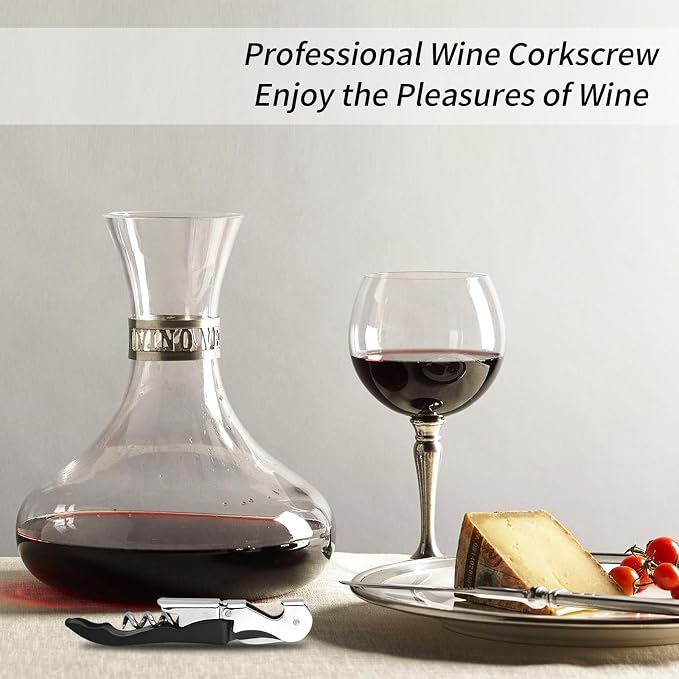 4 PCS Waiter Corkscrew Wine Opener,2.47 oz Heavy Duty Wine Keys | 70g (2.47 oz) Wine Bottle Opener,Stainless Steel Double Hinged Wine Key for Serves,Bartenders (Black)