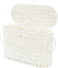 Coeusy Toilet Paper Basket,Wicker Toilet Paper Storage with Lid,Decorative Boho Wicker Basket for Bathroom,Free Standing-Cream White