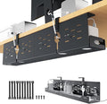 Univivi Under Desk Cable Management Tray - 32" Steel Cord Organizer, No-Drill C-Clamp & Screw Mount for Office/Home, Effortless Wire Management (Black)
