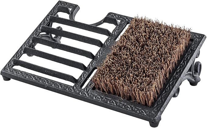 MyGift Boot Scrapers with Brushes Outdoor, Heavy Duty Cast Iron Shoe Cleaner Mat, Vintage Rustic Black Angled Boot Dirt Cleaner Brush, Perfect for Porch, Garage, and Farm
