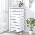 SYKIARIOL Rolling Storage Cart with Drawers,Utility Cart With 8 Drawers and Wooden Tabletop,Rolling Drawer Cart,Storage Drawer Cart for Living Room,Classroom,Bedroom,Bathroom,Dorm,Office,White