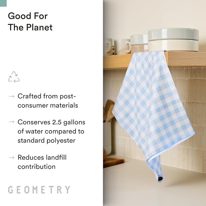 GEOMETRY Tea Towels – Spring & Summer Collection – Quick-Dry, Ultra-Absorbent, Reusable Microfiber Kitchen Towels for Drying & Cleaning - Salt and Sky - 2 Pack