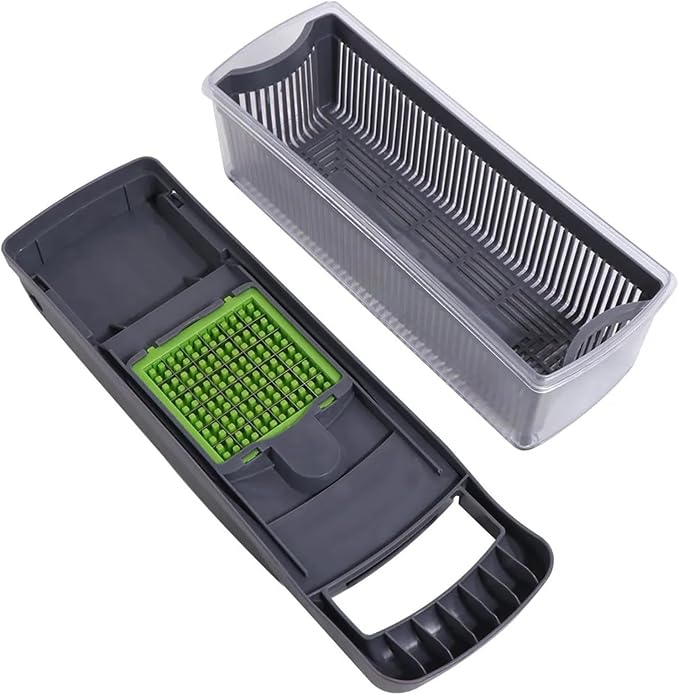 16 in 1 Kitchen Vegetable Cutter with Interchangeable Blades Carrot Grater Potato Peeler Slicer Tool with Storage Container Green