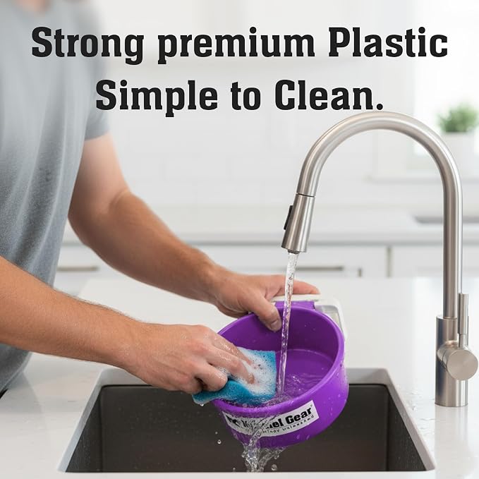 Dog Crate Water Bowl No Spill, 20oz Food-Grade Polypropylene Feeder (Purple)