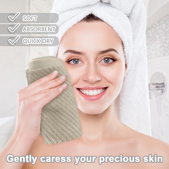 VOOVA & MOVAS Washcloths 6PC, 100% Cotton, 13x13 in, Beige Tan | Quick Dry, Soft, Absorbent, Hotel Quality, Luxury Wash Cloths, Towel Gift Set, Suitable For Spa, Bathroom, Travel