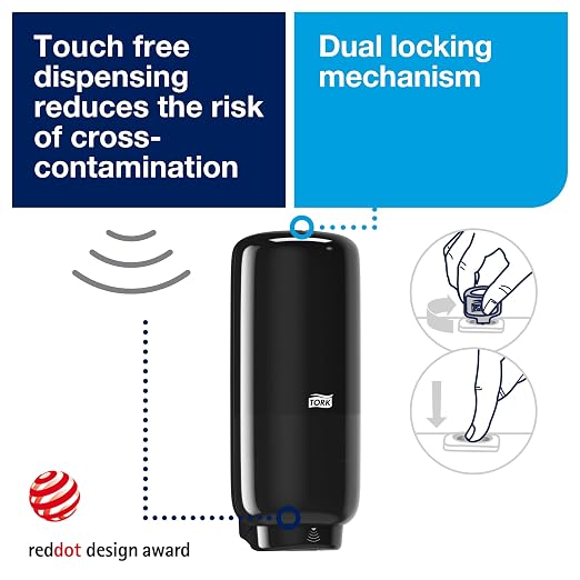 Tork Intuition Sensor Skincare Dispenser Black S4, for Hand Soap and Hand Sanitizer, Elevation Range, 571608 (Pack of 4)
