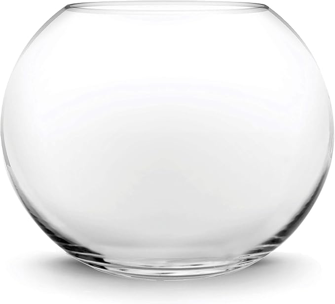 CYS EXCEL Large Glass Bubble Bowl (H-12 W-13, Approx. 5.3 Gal.) Round Bowl Terrarium Globe Flower Vase Centerpiece for Weddings Events Arrangements