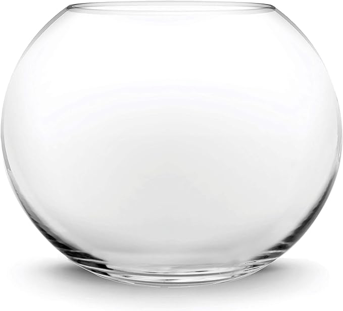 CYS EXCEL Glass Bubble Bowl (H-6" W-8", Approx. 3/4 Gal.) Small Fish Bowl Round Terrarium Vase Globe Flower Centerpiece for Weddings Events Arrangements