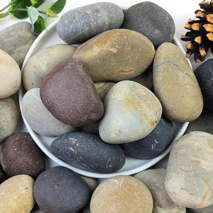 20lbs Natural River Rocks, 2"-3" Premium Pebbles for Garden | Hand-Picked Smooth Stones for Fish Tank, Flower Pots, Indoor Water Fountains, Pathways, Backyard