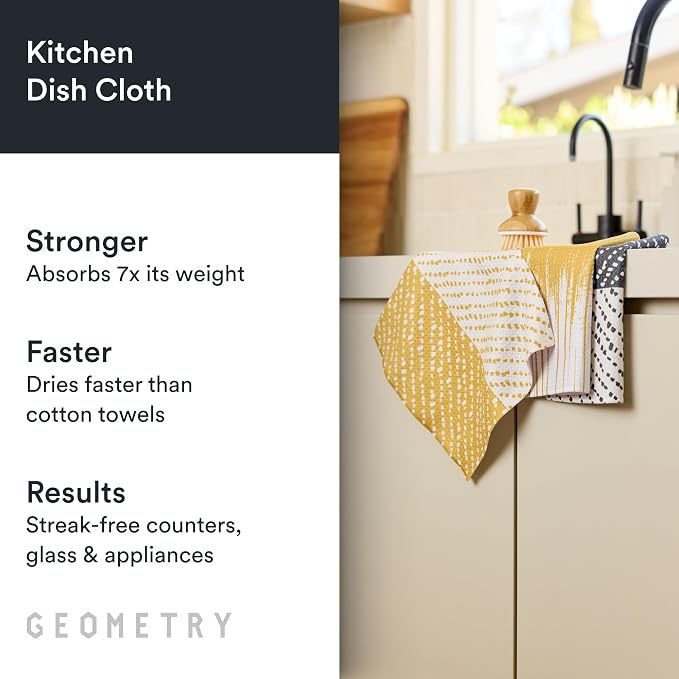 GEOMETRY Kitchen Dish Cloths - Quick Dry Dishcloths for Kitchen - Premium Dish Rags with Geoweave - 3-Pieces This and that