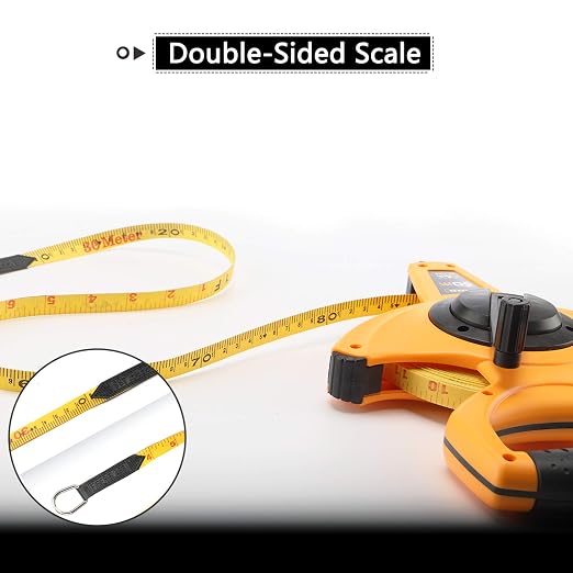 LAND 165FT/50M Heavy Duty Fiberglass Tape Measure - 1/2-Inch Wide, Dual Inch/Metric Scale, Durable Open Reel Measuring Tape for Surveying, Engineering, Runway Construction