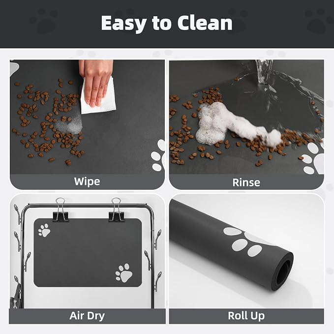 PADOOR Pet Feeding Mat-Absorbent Dog Mat for Food and Water Bowl-No Stains Easy Clean Dog Food Mat-Quick Dry Water Dispenser-Puppy Supplies Accessories