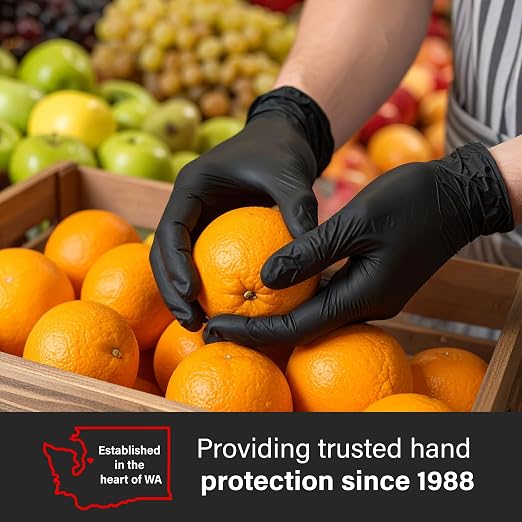 GLOVEWORKS XXL Black Nitrile Gloves for Cooking, Food Prep, Disposable, 5 Mil, For Professional Cleaning, Case of 1000