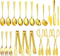 20 PCS Serving Utensil Set - Stainless Steel Complete Buffet Catering Utensils for Summer BBQ, Grilling, Picnic, Parties & Family Gatherings - Outdoor Serving Set (Gold)