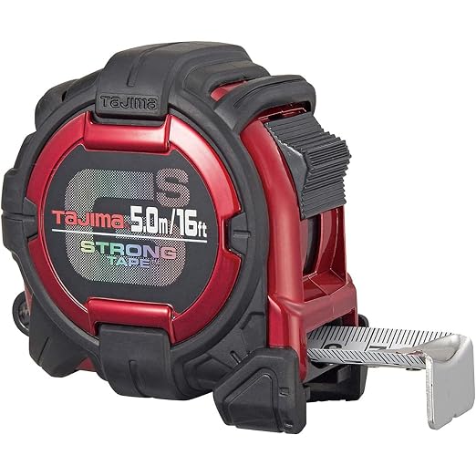 TAJIMA Tape Measure - 16ft/5m x 1 inch GS-Lock Measuring Tape with Acrylic Coated Blade & Safety Belt Holder - GSSF-16/5MBW