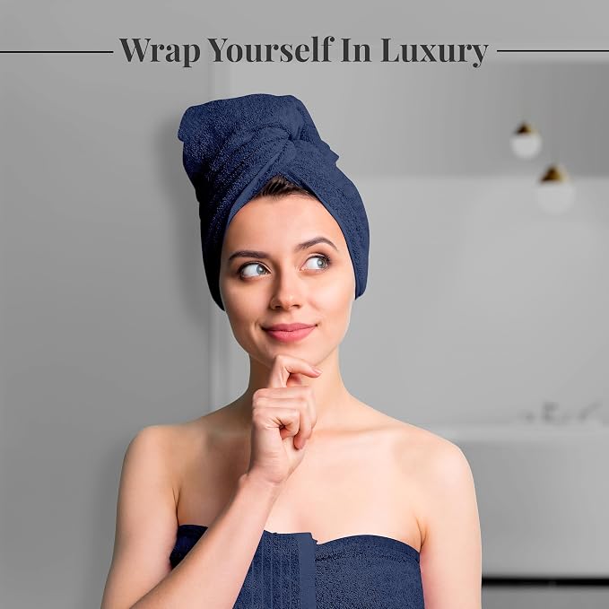 Tens Towels 4 Piece Extra Large Bath Towels 30 x 60 Inches, Navy | 100% Cotton, Larger & Lighter Weight, Quicker to Dry, Super Soft and Absorbent, Perfect for Bathroom