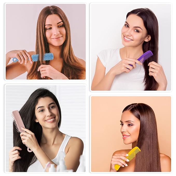 200 Pcs Hair Brush and Comb Set in Bulk for Homeless Individually Wrapped, Bulk Comb Brush Hairbrush for Women Kids Hotel Homeless Charity (Bright Color)