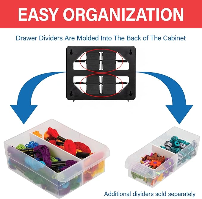 Akro-Mils 16-Drawer Plastic Storage Cabinet, 10.5"W x 6.5"D x 8.5"H, White | Plastic Cabinet w/ Drawers for Garage Organization, Beads, Makeup Organizer, Building Bricks Storage, Teacher Toolbox, 10116