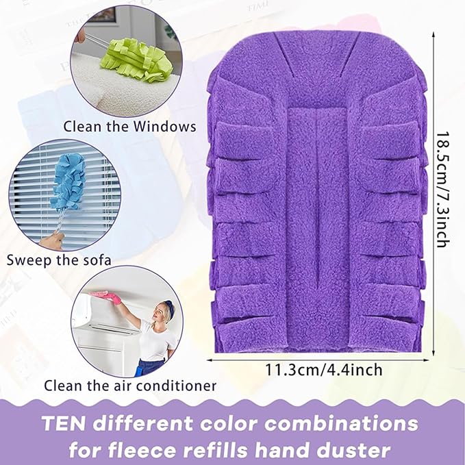 Reusable Chenille Microfiber Dust Duster, 2026 New Electrostatic Fleece Refills with Extendable Handle for Furniture, Electronics, Blinds, Car Interior – Lightweight, Washable (3handles+15refills)