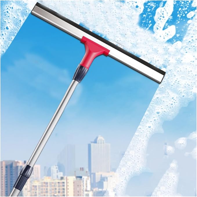 14 18 24 36 Inch Long Squeegee Window Cleaner 2 in 1, Portable Reusable Window Cleaning Tool Kit/ Window Washer, with 1 Telescopic Rod, for Shower Glass Door/ Mirror ( Size : 45cm/17.7inch long Squeeg