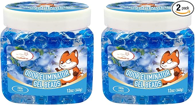 2 Pack Odor Eliminator Gel Beads, 12 oz, Scented Gel Air Freshener, Pet Odor Eliminator for Bathroom, Closet, Pet Area & RVs, Lasts 90 Days for Improved Home Fragrance, Fresh Linen