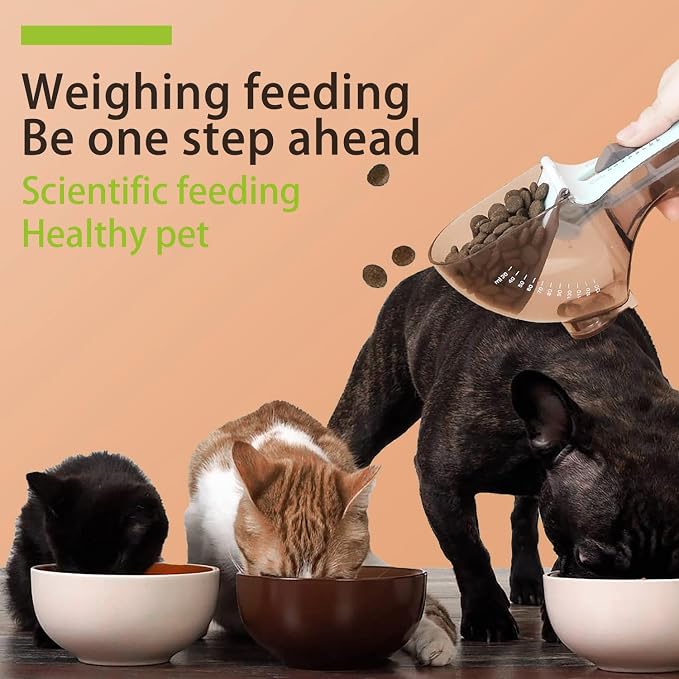 Multi-Functional Adjustable Measuring Scoop with Scale, Dog/Cat Food Measuring Scoop 1/2 Cup 1/3 Cup 1/4 Cup/1~4 Oz/30~130 Ml Pet Food Measuring Cup，Animal Food Scoop