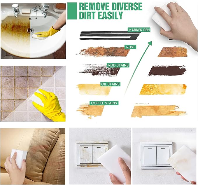 50+100Pack Magic Sponge Eraser, Melamine Sponge Foam Bulk Sponge Sheets Cleaning Pads, Multi-Functional Household Cleaning Sponges for Dish