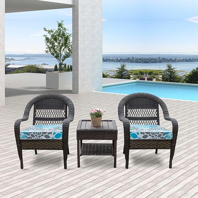 JMGBird Outdoor Chair Cushions Set of 4 - Waterproof Patio Seat Cushions 19x19 Inch with Ties, High Density Foam Square Cushions for Garden Furniture, Weather Resistant