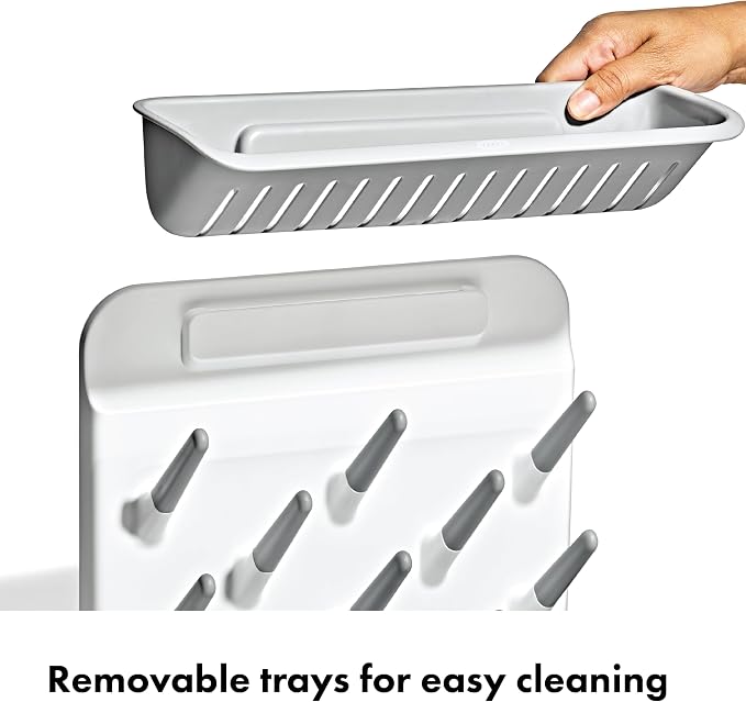 OXO Tot Expandable Drying Rack – Space-Saving Drying Rack | Newborn and Baby Essentials | Breastfeeding Essentials | Dry Baby Bottles | Save Space in Kitchen (Pack of 3)