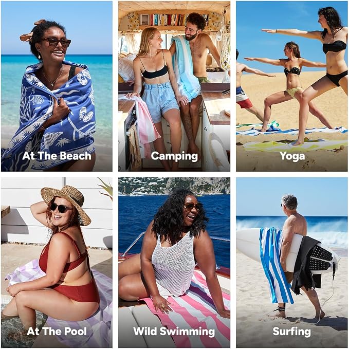 Dock & Bay Beach Towel - Quick Dry, Sand Free - Compact, Lightweight - 100% Recycled - Includes Bag - Ocean Treasure - Extra Large (200x90cm, 78x35)